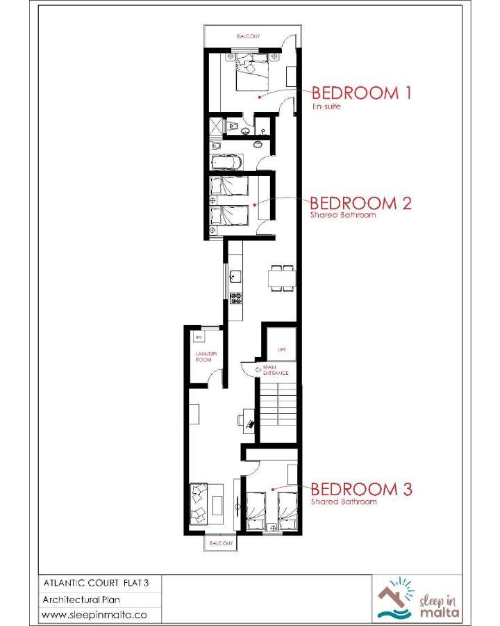 F3 Room 3, Private Room Two Single Beds Shared Bathroom Msida Exterior foto